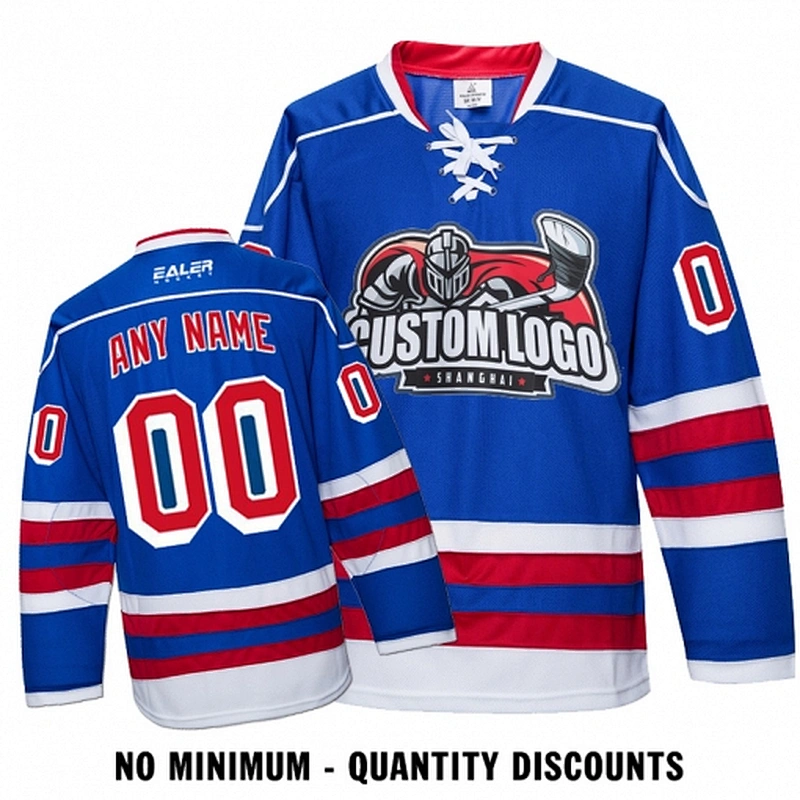 Custom Your Hockey Jerseys (Any Logo Any Number Any Name) New York Ranger Blue ECN11