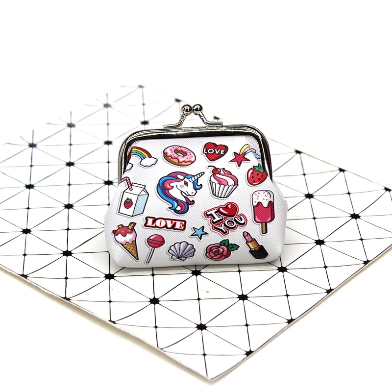 Factory wholesale unicorn print coin purse cartoon creative lady purse