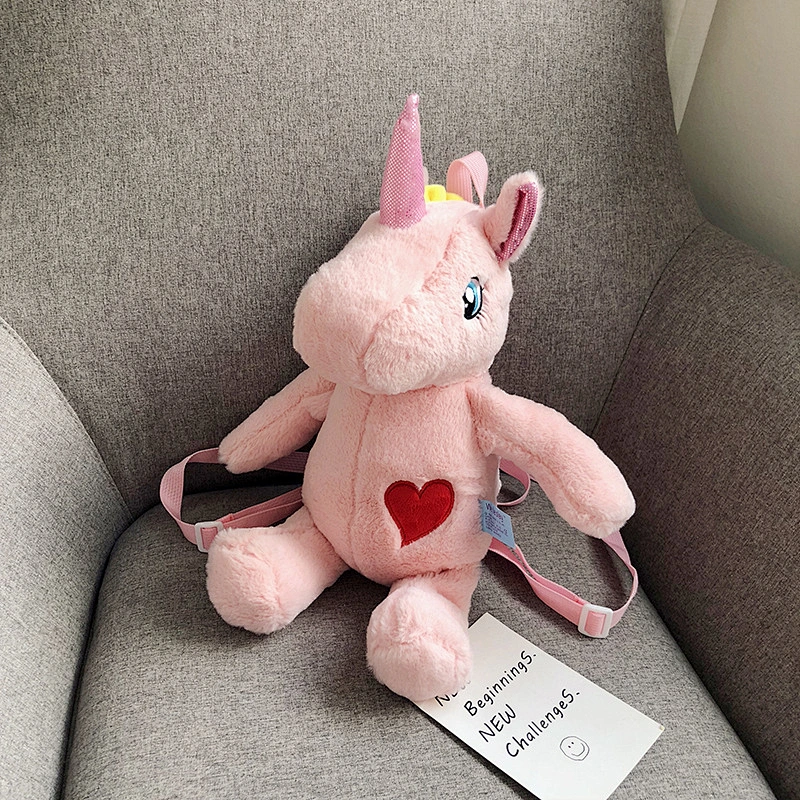 Factory Wholesale Design Custom Cute Plush Soft 3D Unicorn Backpack Kids