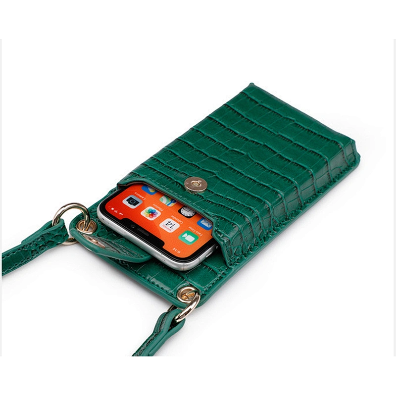 Fashion embossed crocodile leather cell phone crossbody bag wallet mobile phone bags cases