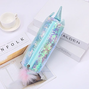 New Unicorn Student Pencil Case Rainbow Sequins Colorful Cartoon Pencil Case Stationery Storage Bag