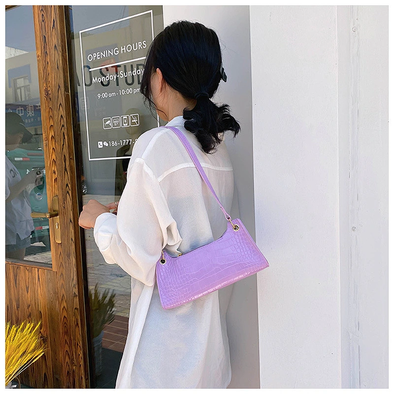 Wholesale Luxury Baguette Shoulder Bags 2021 Fall Alligator Crocodile Pattern Handbags for Women Casual Tote