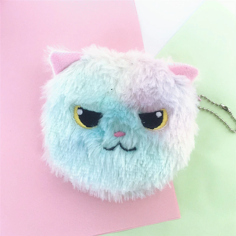 HoFactory new colorful plush coin purse girl storage coin bag round zipper mini bag for girls