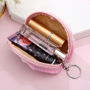 Fashion Explosion Colorful Heart-shaped Coin Purse Creative Plush Keychain Small Wallet Ladies Storage Coin Bag