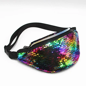 Wholesale Sequin Sport Custom Women Fanny Waist Bag Pack Girls Glitter Reversible Sequin Fanny Pack