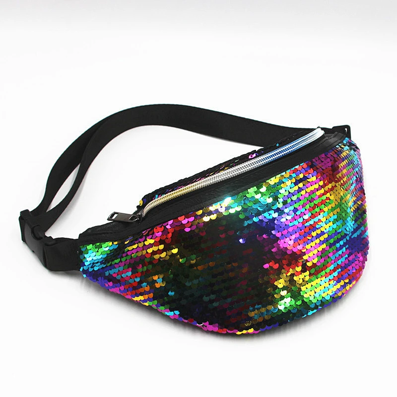 Wholesale Sequin Sport Custom Women Fanny Waist Bag Pack Girls Glitter Reversible Sequin Fanny Pack