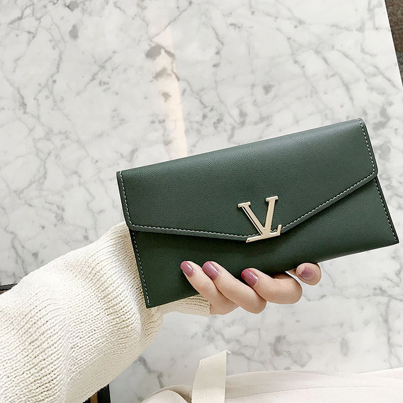New Geometric Envelope Clutch Card Holders fashion women ladies  leather long wallet