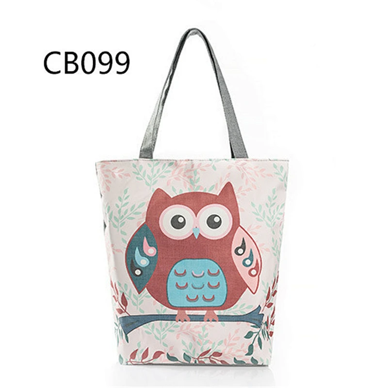 Hot sale women canvas tote shoulder bag custom printed shopping handbag for ladies