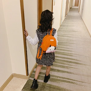 Custom Children'S Canvas School Bag Promotional Products Cute Cartoon Bull Backpack For Children
