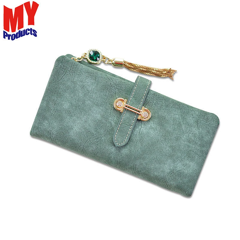 Wholesale Fashion Multi-compartment Tassel Long Clutch multifunction woman red leather wallet card holder