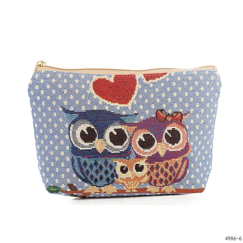 9 Styles Owl Printed Beauty Girls Mini Cosmetic Bag Female Small Wash Bag Cotton Travel Women Makeup Bag