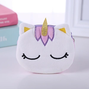 Fashion cartoon unicorn plush children's coin purse headset data cable package wholesale