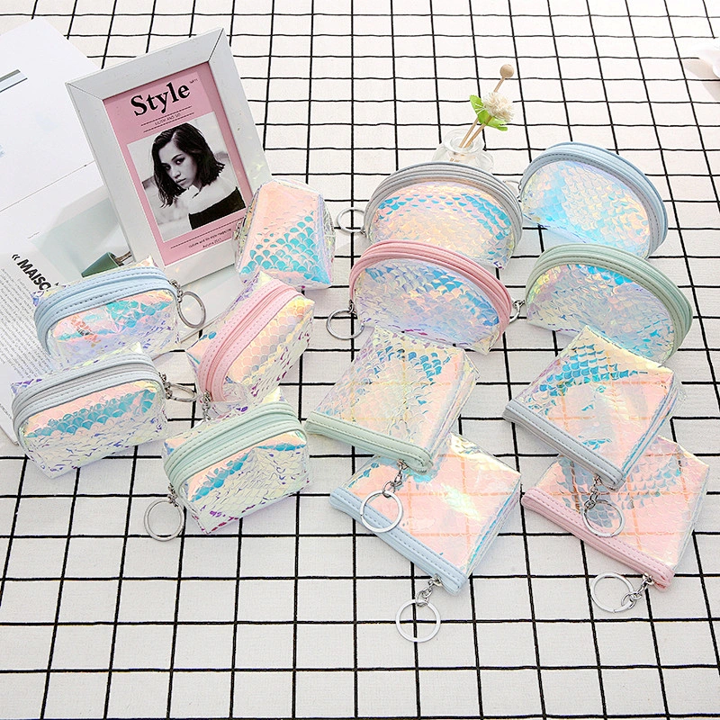 4 Shape Design Promotional Gifts PVC Bling Women Purse Bag Summer Mini Card Holder Wallet For Female
