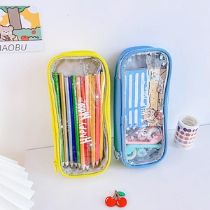 Wholesale Custom Printed Transparent Pencil Case Pencil Pouch Bag For Students