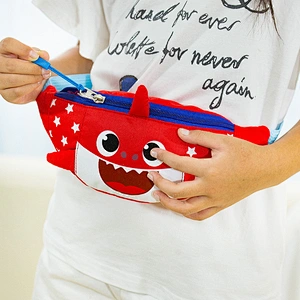 Oxford Cloth Small Waist Bag Cute Cartoon Shark Design Cross Body Bag Fanny Pack For Children
