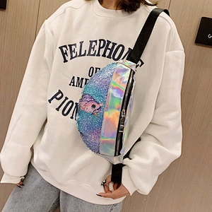 2021 New Fashion Waist Bag Creative Laser Sequins Children Unicorn Shoulder Diagonal Sequin Bag Women