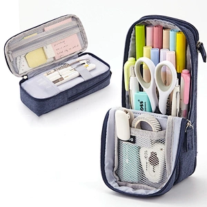 Korean Version Folding Pencil Case Female School Students Large Capacity Girl Creative Double Layer Stationery Box