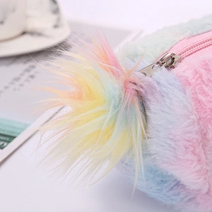 Color Unicorn Doll Pencil Case Makeup Storage Bag Students Children Plush Doll Pencil Case