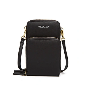 Fashion large capacity solid color multifunctional women crossbody cell phone wallet bag