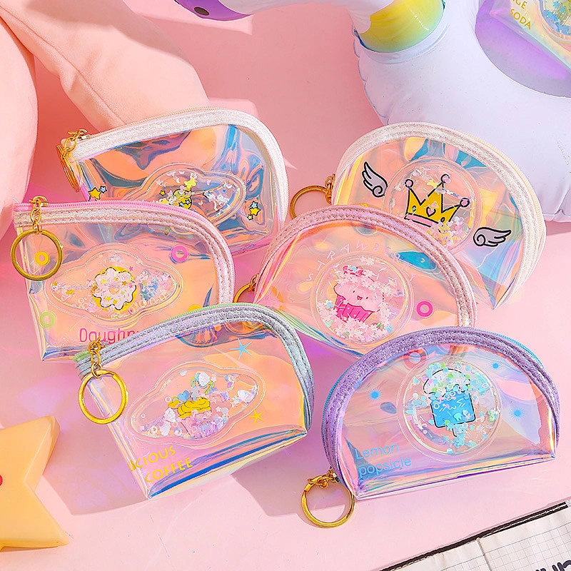 Manufacturer fashion laser quicksand coin purse girl storage coin bag student mini purse