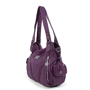 Custom wholesale ladies pu leather handbags womens tote shoulder bags