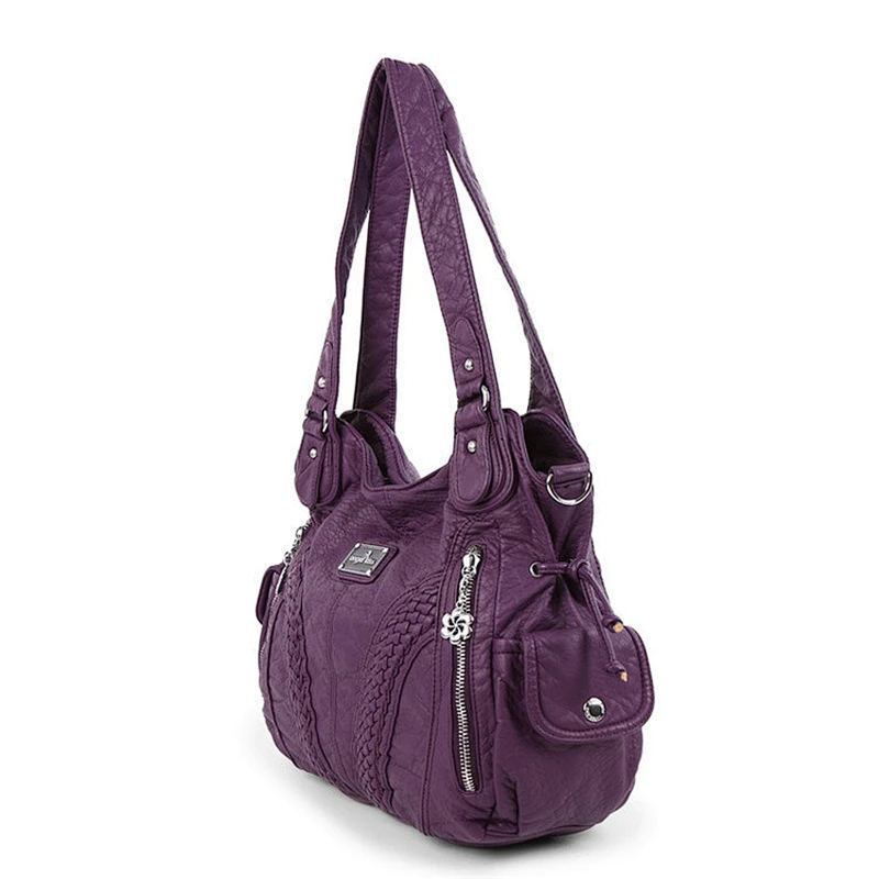 Custom wholesale ladies pu leather handbags womens tote shoulder bags