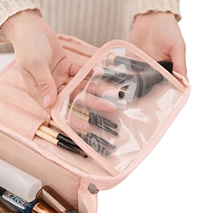 2020 New Memory Fabric Travel Cosmetic Bag For Make Up Women Men Makeup Cosmetic Bags Cases