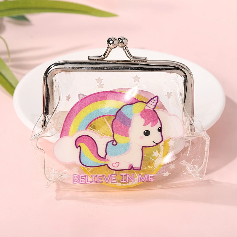 Cute Cartoon Unicorn Women Coin Purse Zippers Transparent PU Bag Mini Key Storage Pouch Girls Wallet Purse