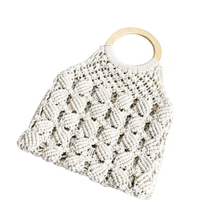 Low moq crochet net tote bag handmade bags women beach handbag