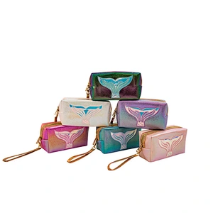 6 Color Mermaid Tail Cosmetic Bag Pu Leather Laser Waterproof Bag Portable Multi-functional Make Up Bag