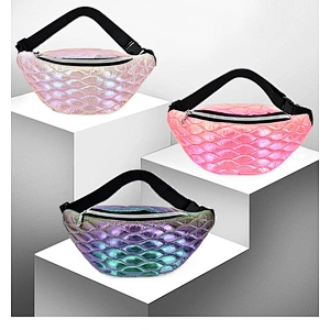 Fashion Designer Bum Bag Women Holographic Shiny Waist Bag laser PU Chest Bags