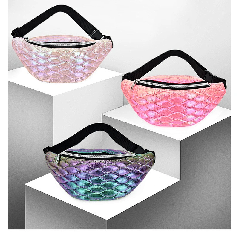 Fashion Designer Bum Bag Women Holographic Shiny Waist Bag laser PU Chest Bags
