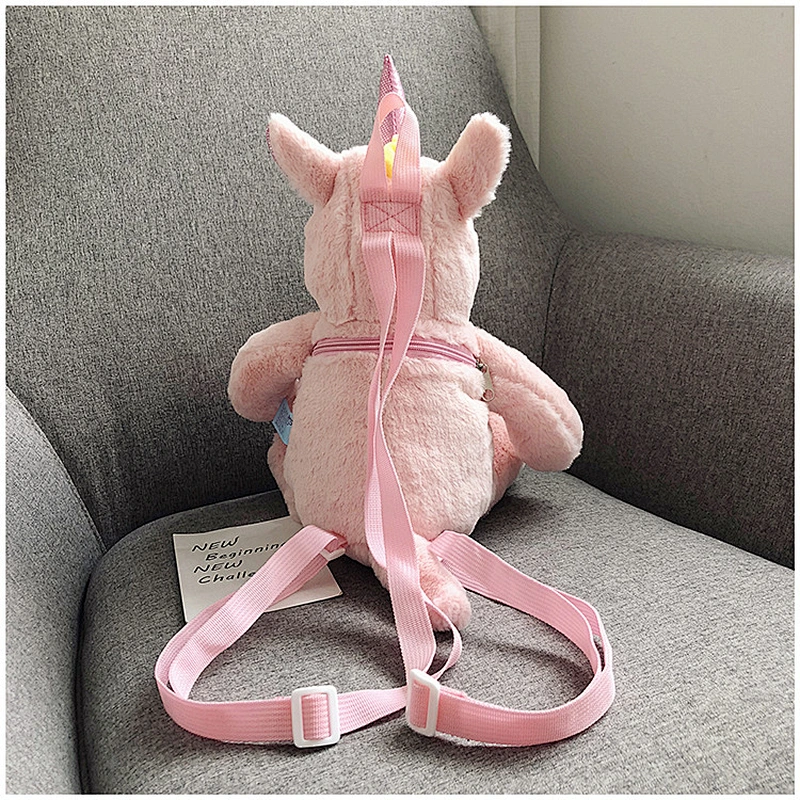 Factory Wholesale Design Custom Cute Plush Soft 3D Unicorn Backpack Kids