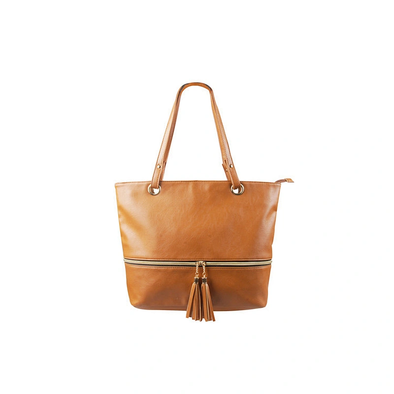2019 New Spring Line PU Leather Women Tassel Zipper Tote Handbag