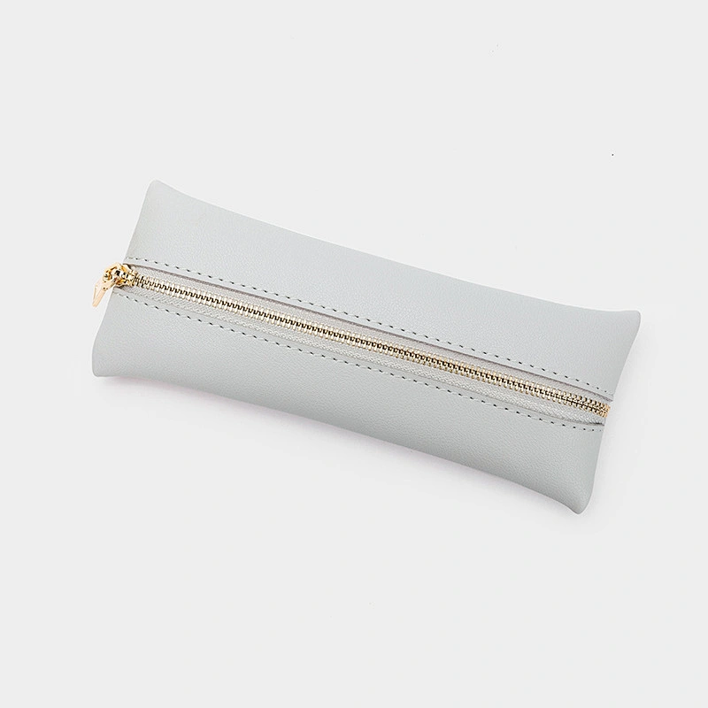 Simple Pencil Case PU Solid Color Student Pencil Bag Creative Leather Storage Pencil Case