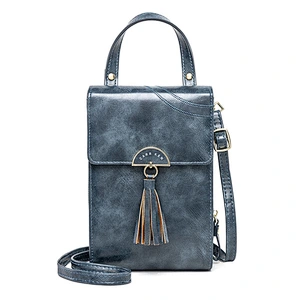 2020 Fashion Ladies Tassel Oil Wax Leather Crossbody Bag All-Match One Shoulder Mobile Phone Bag