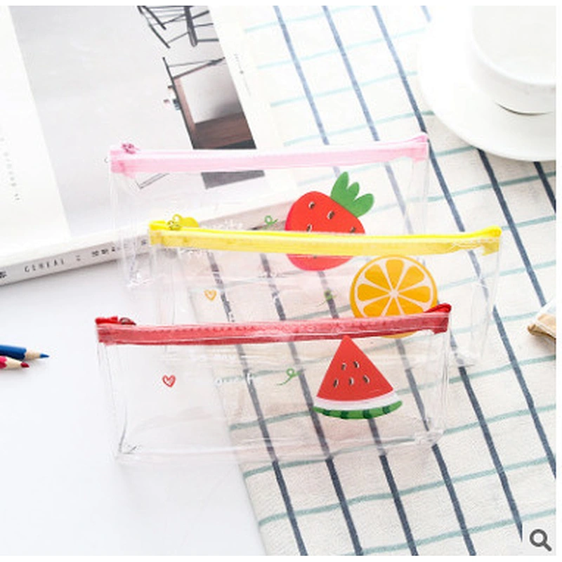 Creative Girl Transparent Pencil Case Fruit Pencil Case Small Student Stationery Bag Pencil Case Storage Bag