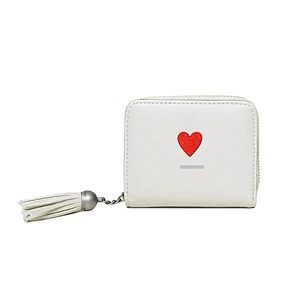 Factory direct sale fashion girls wallets and purses simple zipper tassel mini pu bag wallet for women