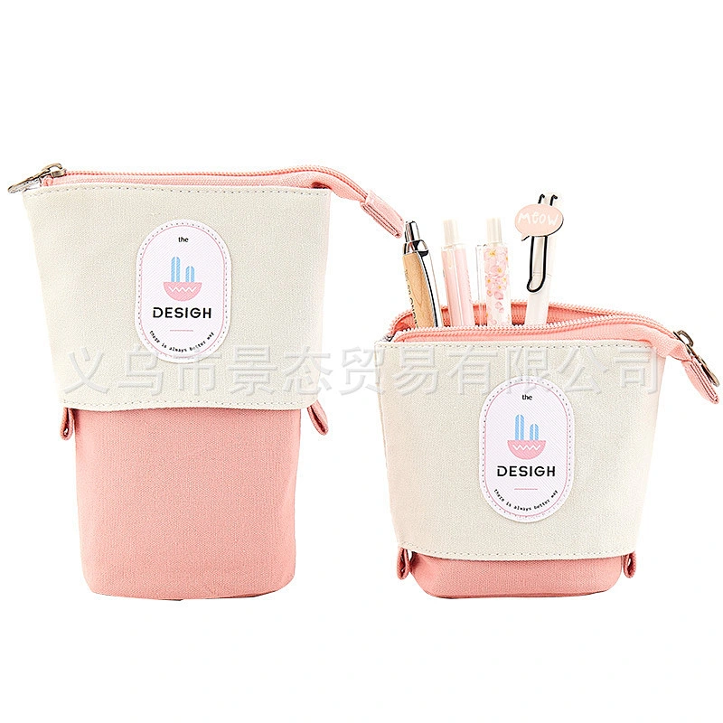 Cute Simple Multifunctional Creative Pen Holder Pencil Case Student Stationery Variable Drop-Down Canvas Pencil Case