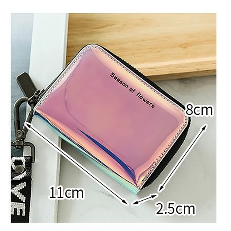 2020 New Ladies Organ Card Holder Laser Hanging Neck Zipper Business Card Bag Female Korean Cute Multi-Card Holder