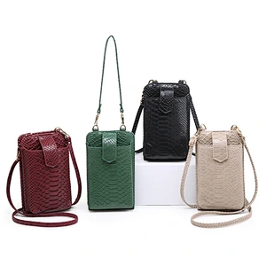 Fashion embossed crocodile leather cell phone crossbody bag wallet mobile phone bags cases