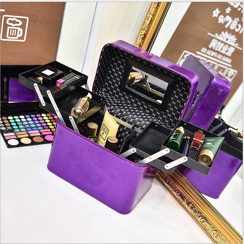 Portable Cosmetic Box Waterproof Toiletries Organizer, Professional PVC Travel Cosmetic Organizer Makeup Brush Case