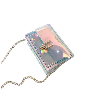 New Fashion Chain Tote Crossbody Bag Laser Women Transparent Shoulder Bag