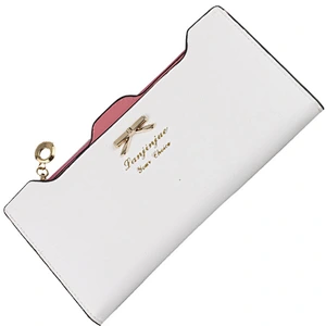 Newest women long zipper wallet high capacity fashion bowknot leather zipper lady wallet