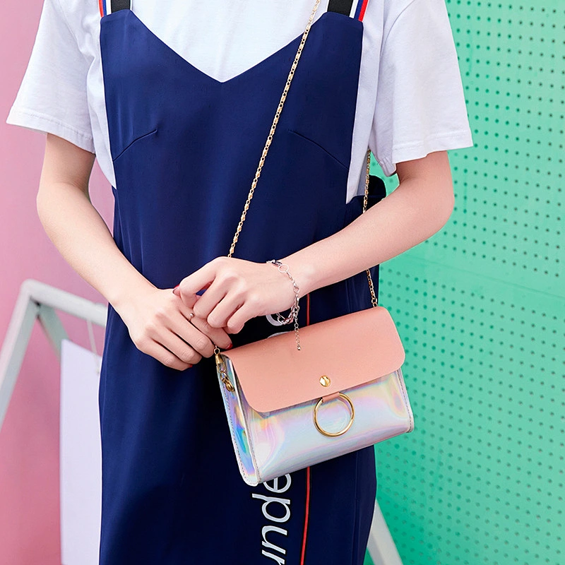 Laser Crossbody Bag for Women Chain Mini Shoulder Circle Small Messenger Bag