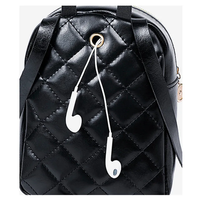 Korea Simple Fashion Multi-Function Leather Crossbody Bag Vintage Mini Backpack Metal Zipper Backpack