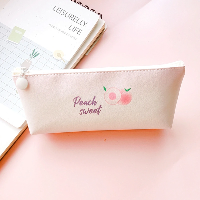 Japanese Creative Large-Capacity Pencil Case Female Simple Korean Cute Peach Children Stationery Bag