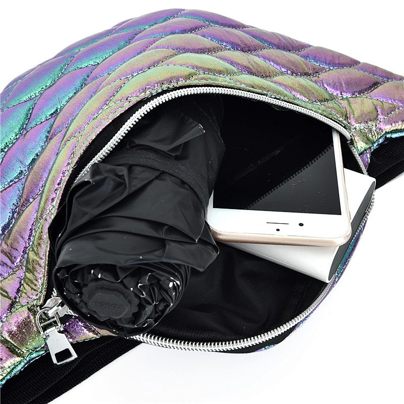 Fashion Designer Bum Bag Women Holographic Shiny Waist Bag laser PU Chest Bags