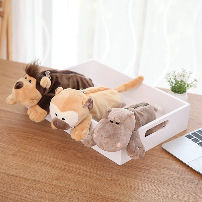 Wholesale Korean Version Cartoon Animals Plush Pencil Case Creative Children Plush Toy Storage Bag Pencil Case