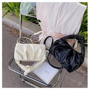 2020 Luxury New Design Cloud Shape Style Pleated Flap Handbags Small Cute Bow Dumpling Clutch Bags